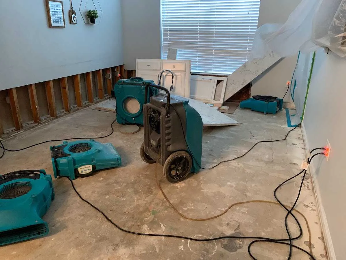 Dehumidifier in flood-cut room for Water Extraction & Removal in Selah
